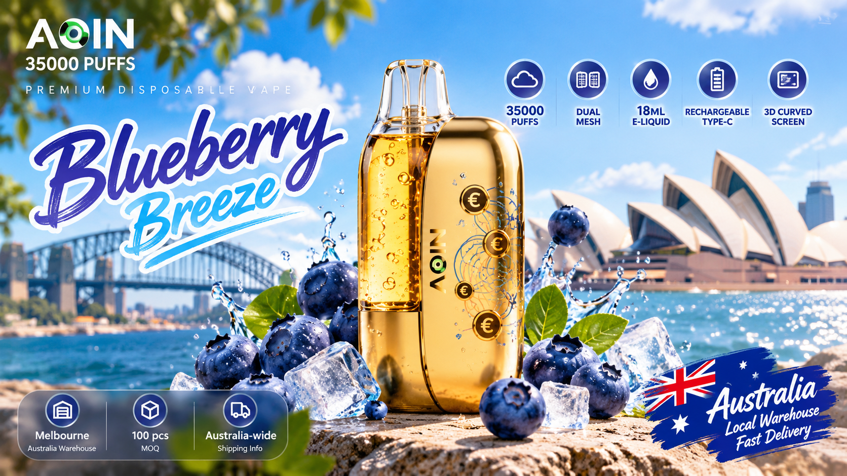 AOIN 35000 Puffs five flavour combined poster